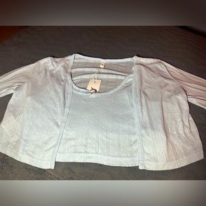 “ONLY”  blue crop top and cardigan set